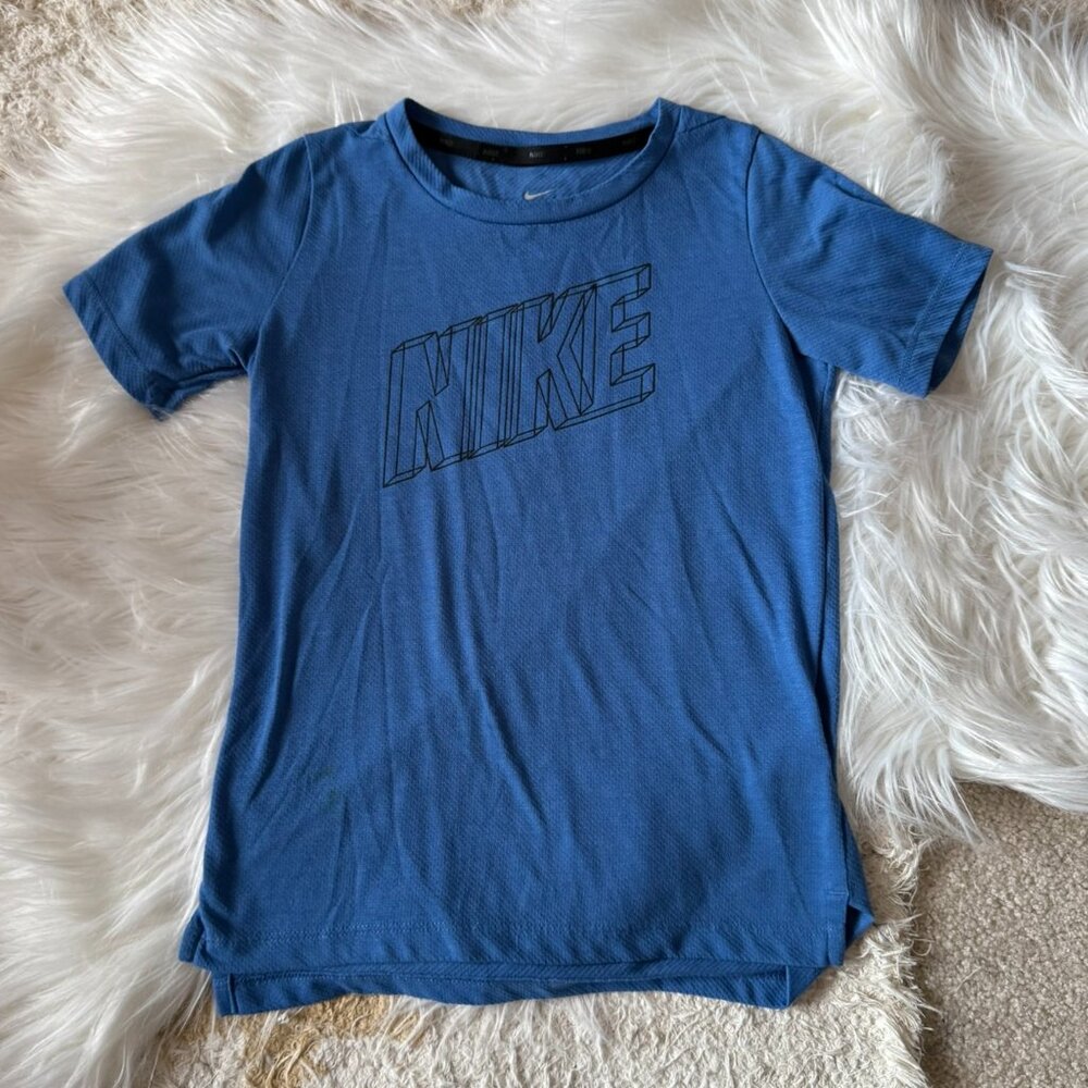 Nike Blue Graphic Branded Athletic T-Shirt XS